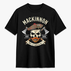 MacKinnon Ancient Tartan Crest 2D T-shirt - Alba Skull Style