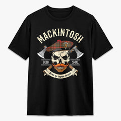 MacKintosh Hunting Weathered Tartan Crest 2D T-shirt - Alba Skull Style