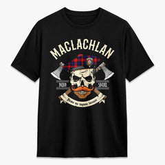 MacLachlan Modern Tartan Crest 2D T-shirt - Alba Skull Style