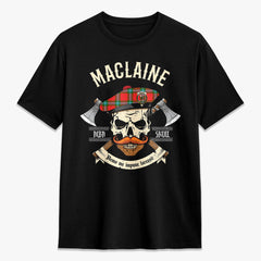 MacLaine of Loch Buie Tartan Crest 2D T-shirt - Alba Skull Style