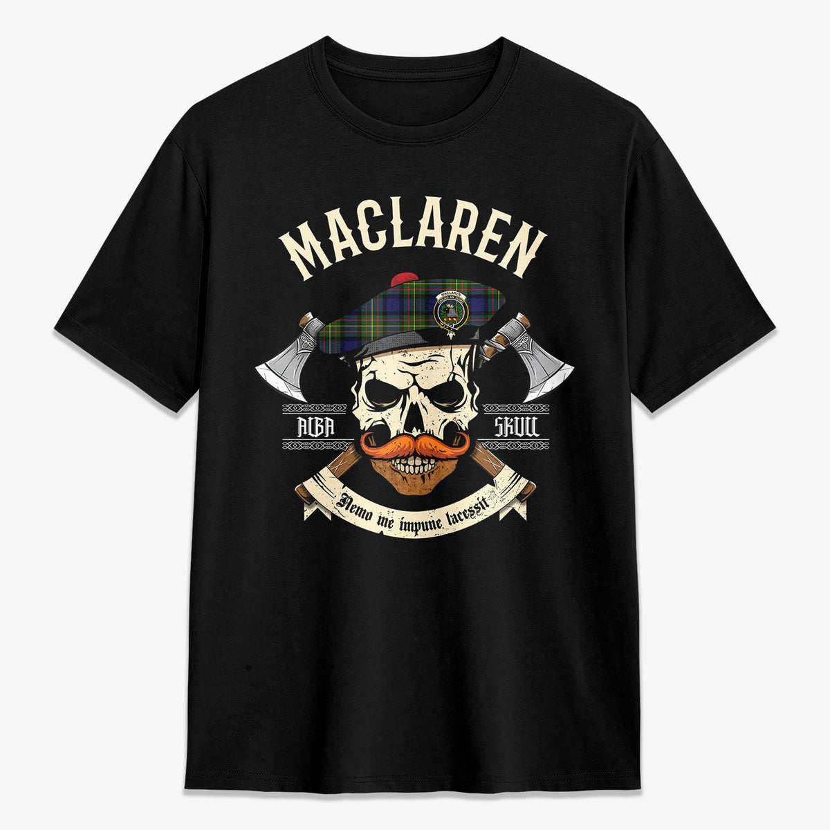 MacLaren Modern Tartan Crest 2D T-shirt - Alba Skull Style