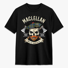 MacLellan Ancient Tartan Crest 2D T-shirt - Alba Skull Style