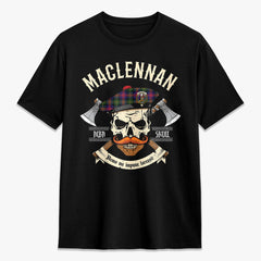 MacLennan Modern Tartan Crest 2D T-shirt - Alba Skull Style