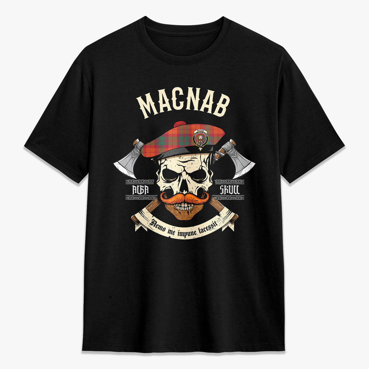 MacNab Ancient Tartan Crest 2D T-shirt - Alba Skull Style