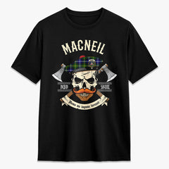 MacNeil of Barra Modern Tartan Crest 2D T-shirt - Alba Skull Style