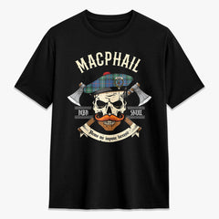 MacPhail Hunting Ancient Tartan Crest 2D T-shirt - Alba Skull Style