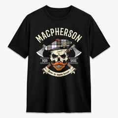 MacPherson Dress Modern Tartan Crest 2D T-shirt - Alba Skull Style