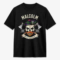 Malcolm (or MacCallum) Tartan Crest 2D T-shirt - Alba Skull Style