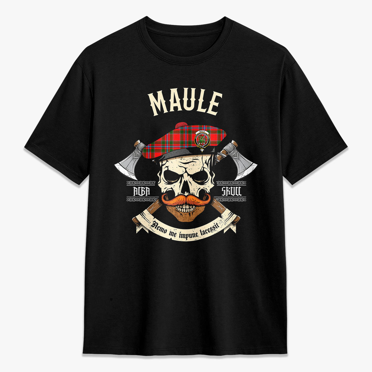 Maule Tartan Crest 2D T-shirt - Alba Skull Style