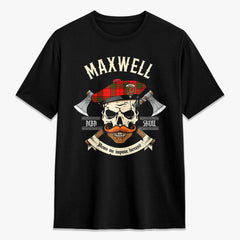 Maxwell Modern Tartan Crest 2D T-shirt - Alba Skull Style