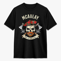 McAulay Modern Tartan Crest 2D T-shirt - Alba Skull Style