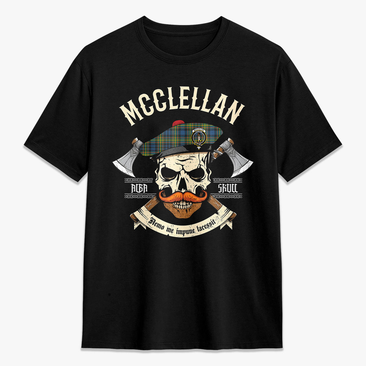 McClellan Ancient Tartan Crest 2D T-shirt - Alba Skull Style