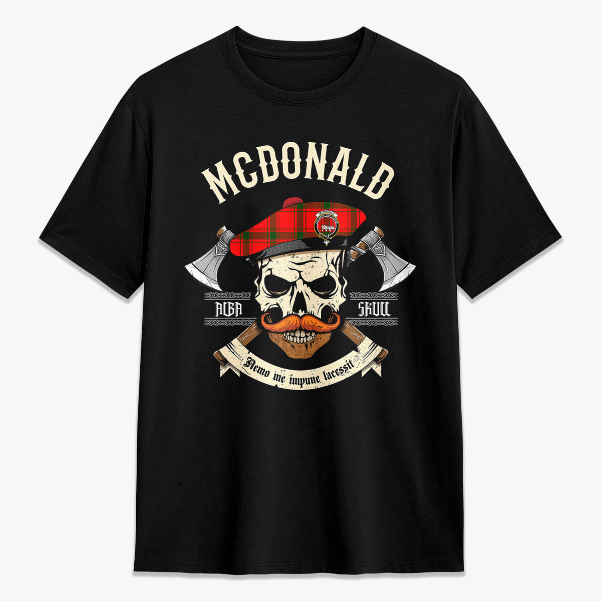 McDonald of Sleat Tartan Crest 2D T-shirt - Alba Skull Style