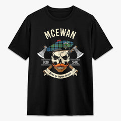 McEwan Ancient Tartan Crest 2D T-shirt - Alba Skull Style