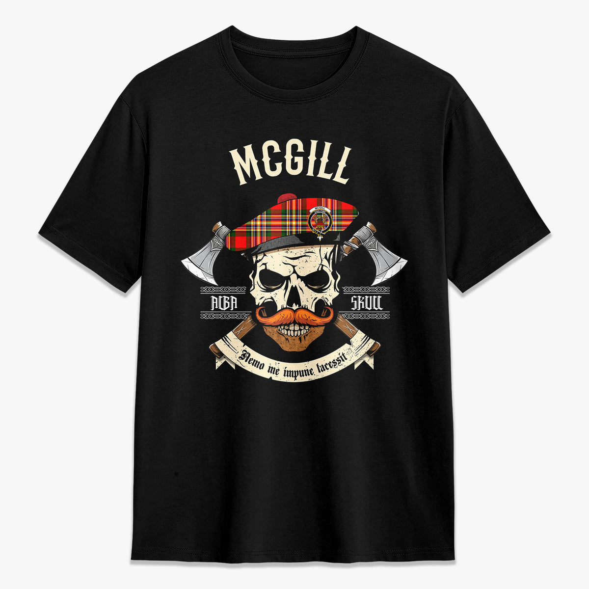 McGill Modern Tartan Crest 2D T-shirt - Alba Skull Style