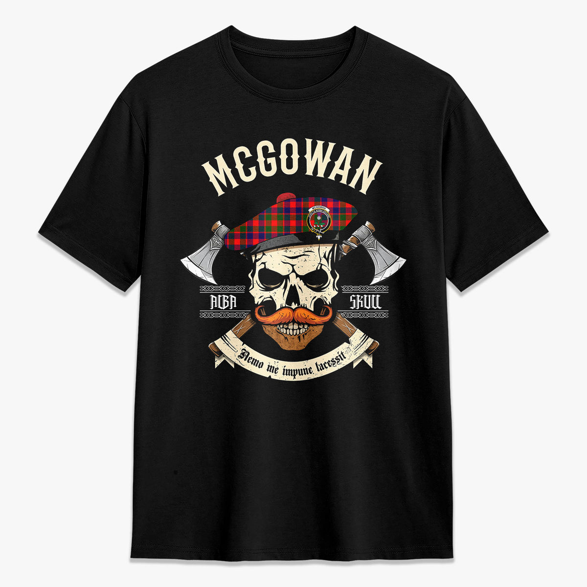 McGowan Tartan Crest 2D T-shirt - Alba Skull Style