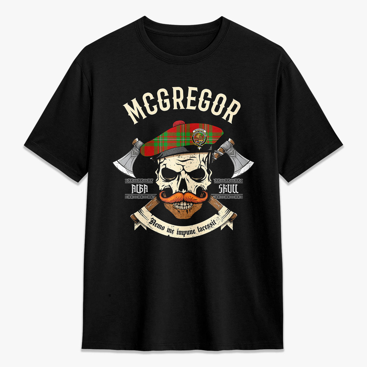 McGregor Modern Tartan Crest 2D T-shirt - Alba Skull Style