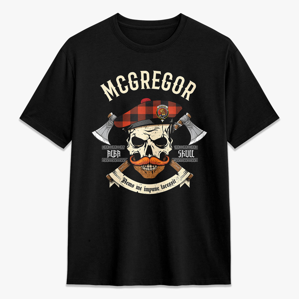 McGregor Rob Roy Ancient Tartan Crest 2D T-shirt - Alba Skull Style