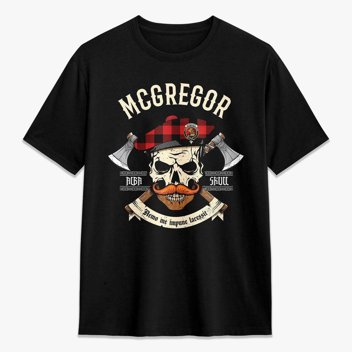 McGregor Rob Roy Modern Tartan Crest 2D T-shirt - Alba Skull Style