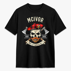 McIvor Tartan Crest 2D T-shirt - Alba Skull Style