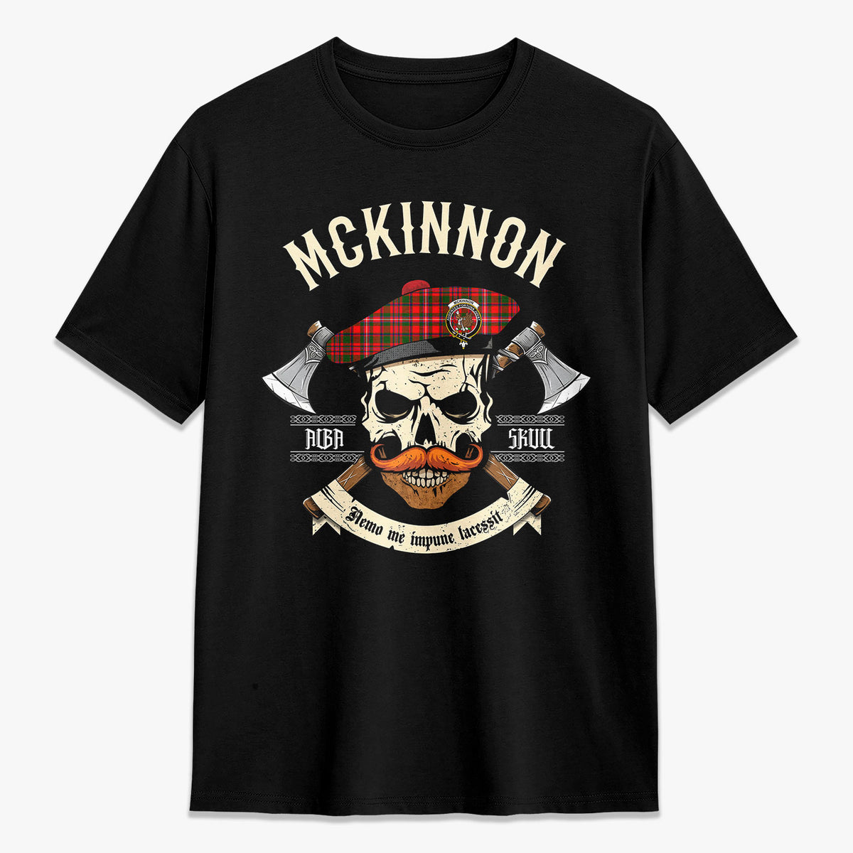 McKinnon Modern Tartan Crest 2D T-shirt - Alba Skull Style