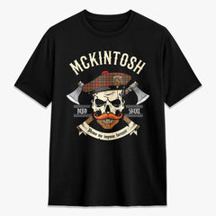 McKintosh Hunting Weathered Tartan Crest 2D T-shirt - Alba Skull Style