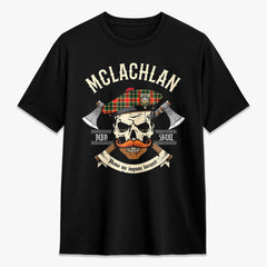 McLachlan Hunting Modern Tartan Crest 2D T-shirt - Alba Skull Style