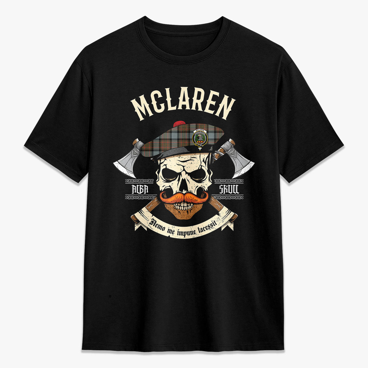 McLaren Weathered Tartan Crest 2D T-shirt - Alba Skull Style