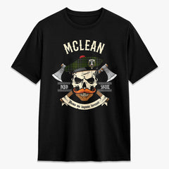 McLean Hunting Tartan Crest 2D T-shirt - Alba Skull Style