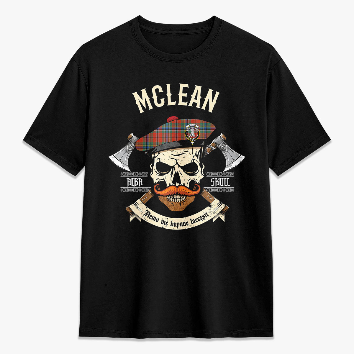 McLean of Duart Ancient Tartan Crest 2D T-shirt - Alba Skull Style