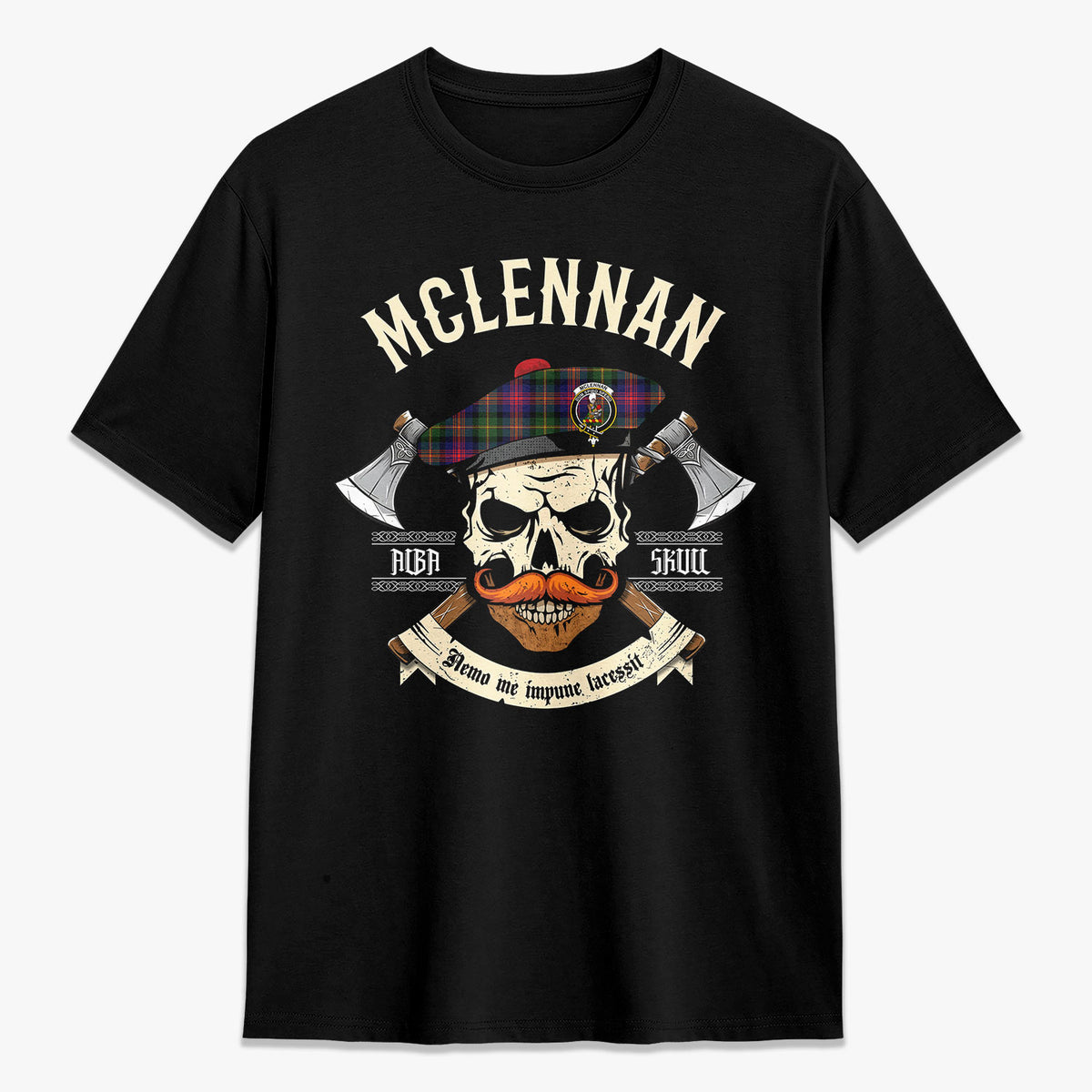 McLennan Modern Tartan Crest 2D T-shirt - Alba Skull Style