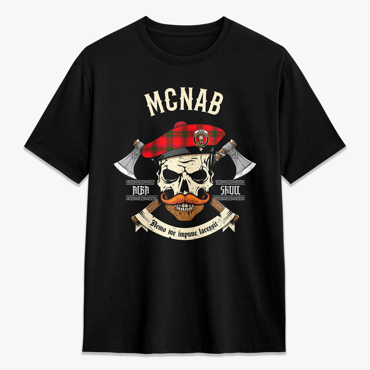 McNab Modern Tartan Crest 2D T-shirt - Alba Skull Style