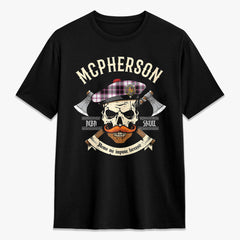 McPherson Hunting Modern Tartan Crest 2D T-shirt - Alba Skull Style