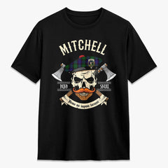 Mitchell Tartan Crest 2D T-shirt - Alba Skull Style