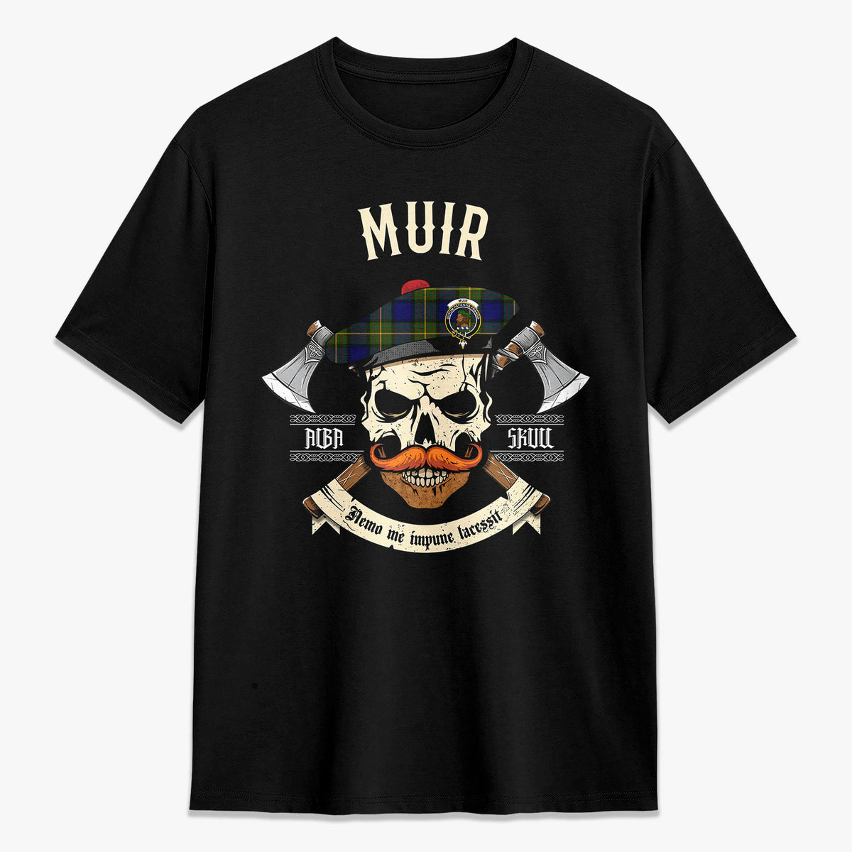 Muir Tartan Crest 2D T-shirt - Alba Skull Style