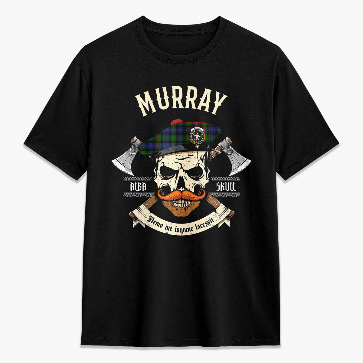 Murray of Atholl Modern Tartan Crest 2D T-shirt - Alba Skull Style