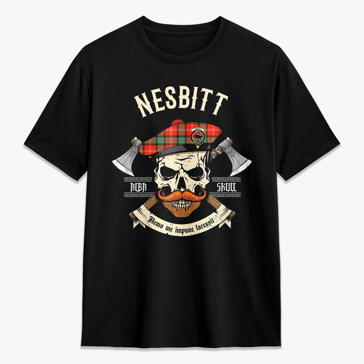 Nesbitt Ancient Tartan Crest 2D T-shirt - Alba Skull Style