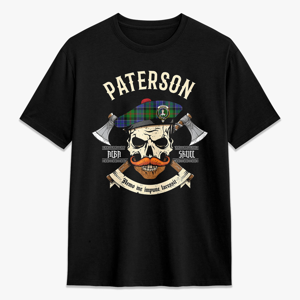 Paterson Tartan Crest 2D T-shirt - Alba Skull Style