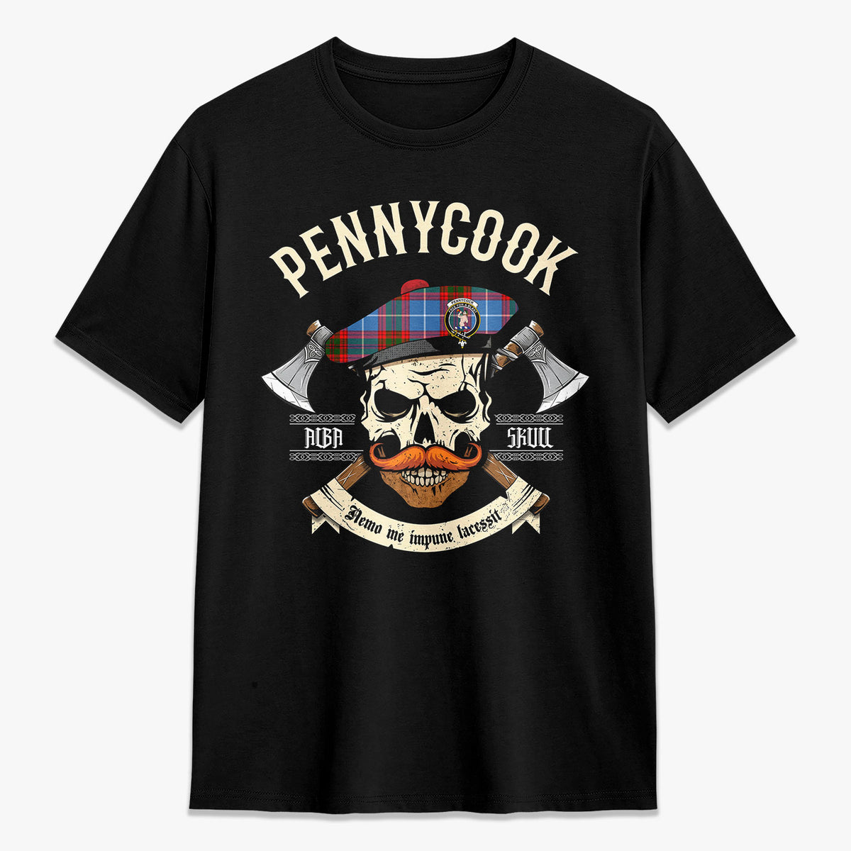 Pennycook Tartan Crest 2D T-shirt - Alba Skull Style