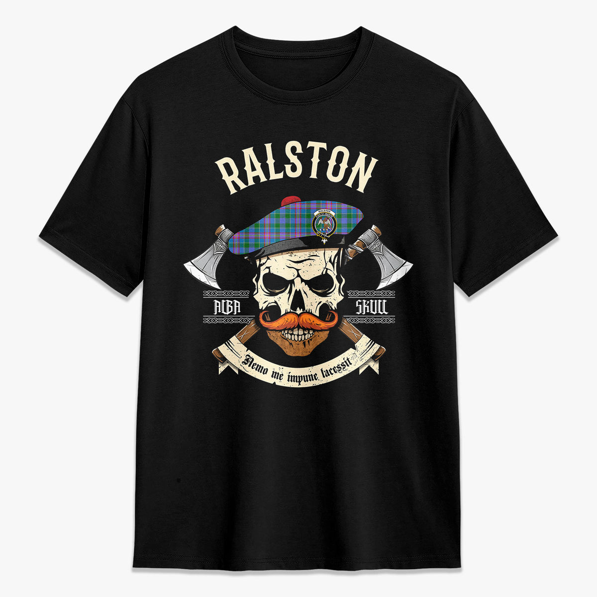 Ralston Tartan Crest 2D T-shirt - Alba Skull Style