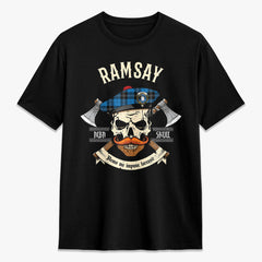 Ramsay Blue Ancient Tartan Crest 2D T-shirt - Alba Skull Style