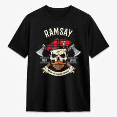 Ramsay Modern Tartan Crest 2D T-shirt - Alba Skull Style