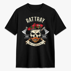 Rattray Modern Tartan Crest 2D T-shirt - Alba Skull Style