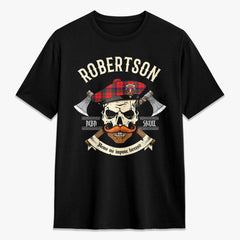 Robertson Modern Tartan Crest 2D T-shirt - Alba Skull Style