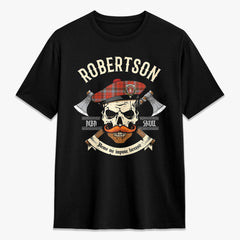 Robertson Weathered Tartan Crest 2D T-shirt - Alba Skull Style