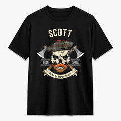 Scott Brown Ancient Tartan Crest 2D T-shirt - Alba Skull Style