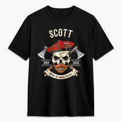 Scott Modern Tartan Crest 2D T-shirt - Alba Skull Style