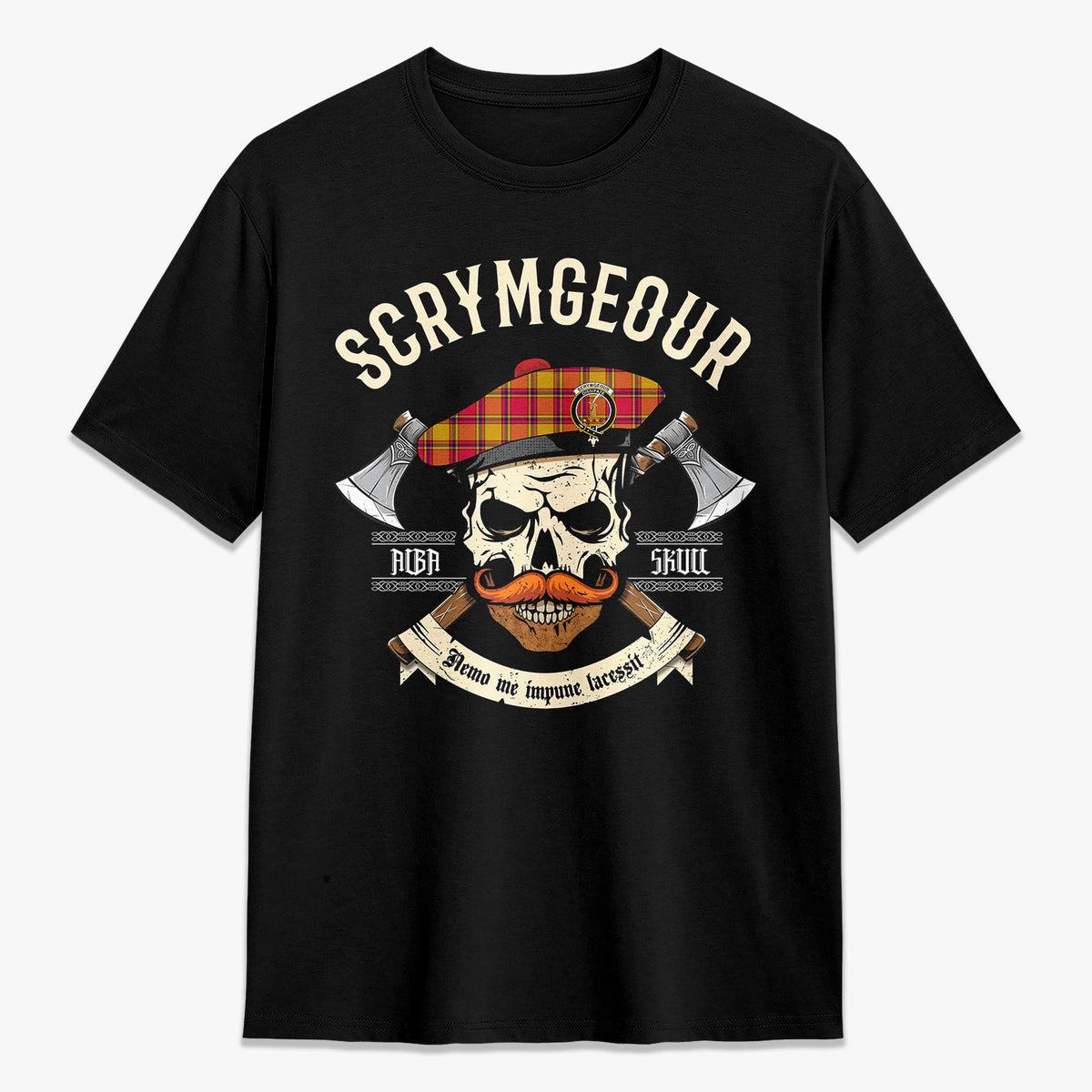 Scrymgeour Tartan Crest 2D T-shirt - Alba Skull Style