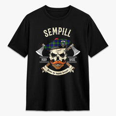 Sempill Modern Tartan Crest 2D T-shirt - Alba Skull Style