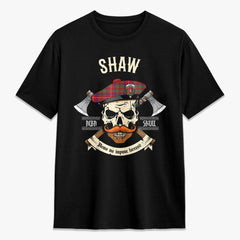 Shaw Red Modern Tartan Crest 2D T-shirt - Alba Skull Style